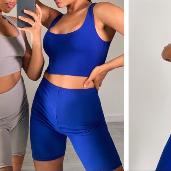 PrettyLittleThing Pants - PRETTY LITTLE THING Crobat Crop Top Bike Short Set